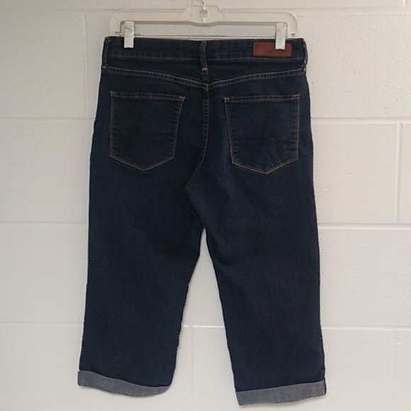 LEVIS DARK DENIM STRETCH CUFFED CAPRI CROPPED 5 POCKET JEANS - Picture 2 of 7